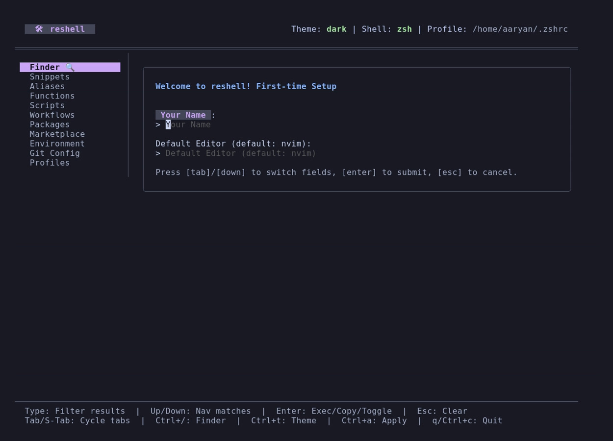 ReShell TUI Dashboard