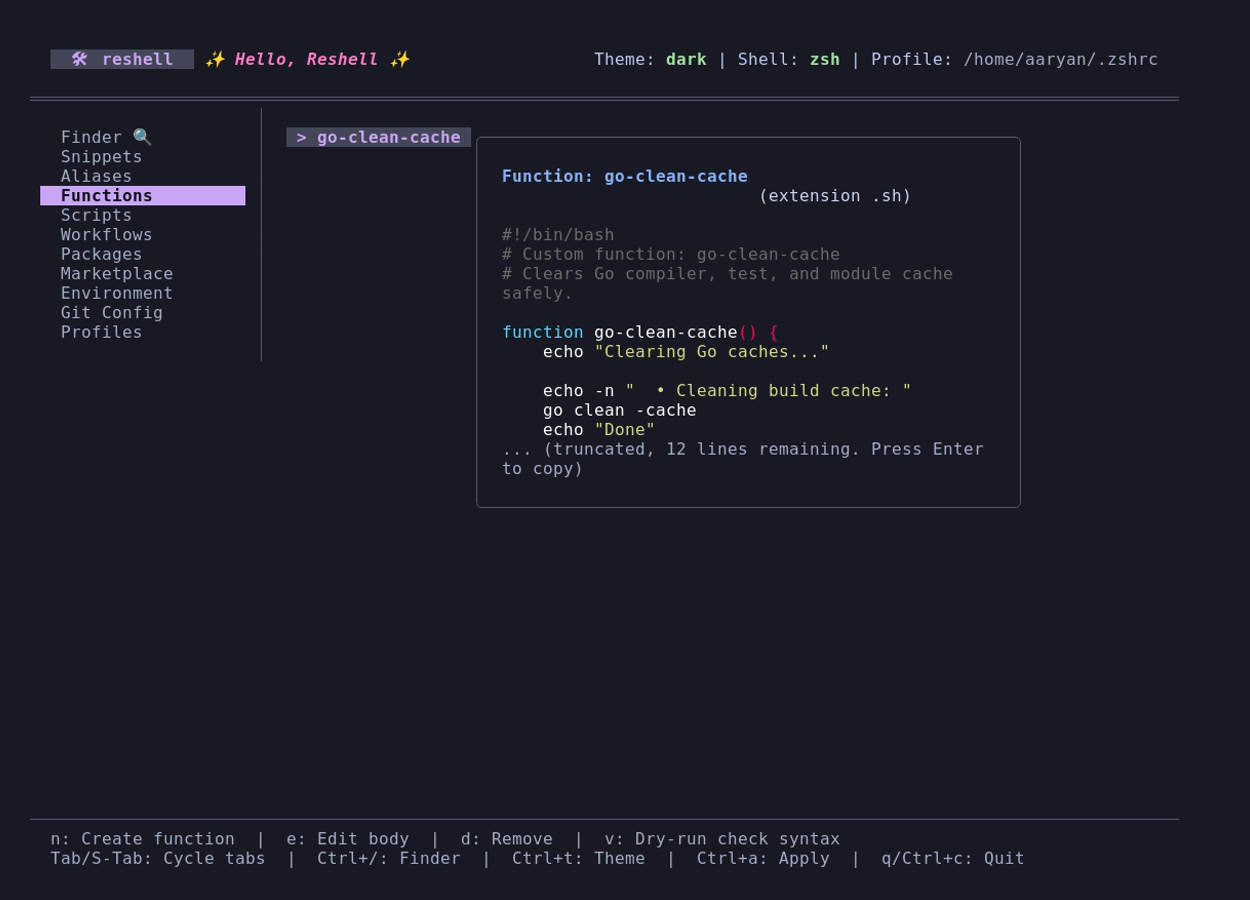 ReShell Custom Functions